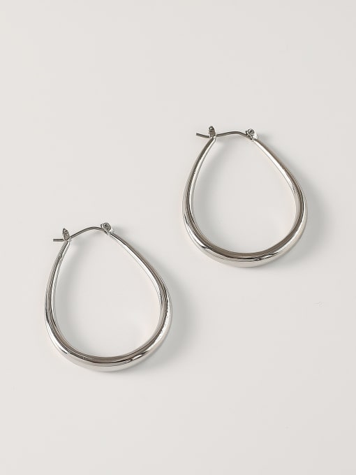 White K [small] Brass Hollow Geometric Minimalist Huggie Trend Korean Fashion Earring
